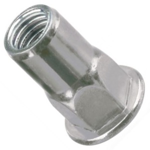 01I060CCB035X RIVET NUT, M6 ROUND W/KNURL, FLAT HEAD, OPEN END